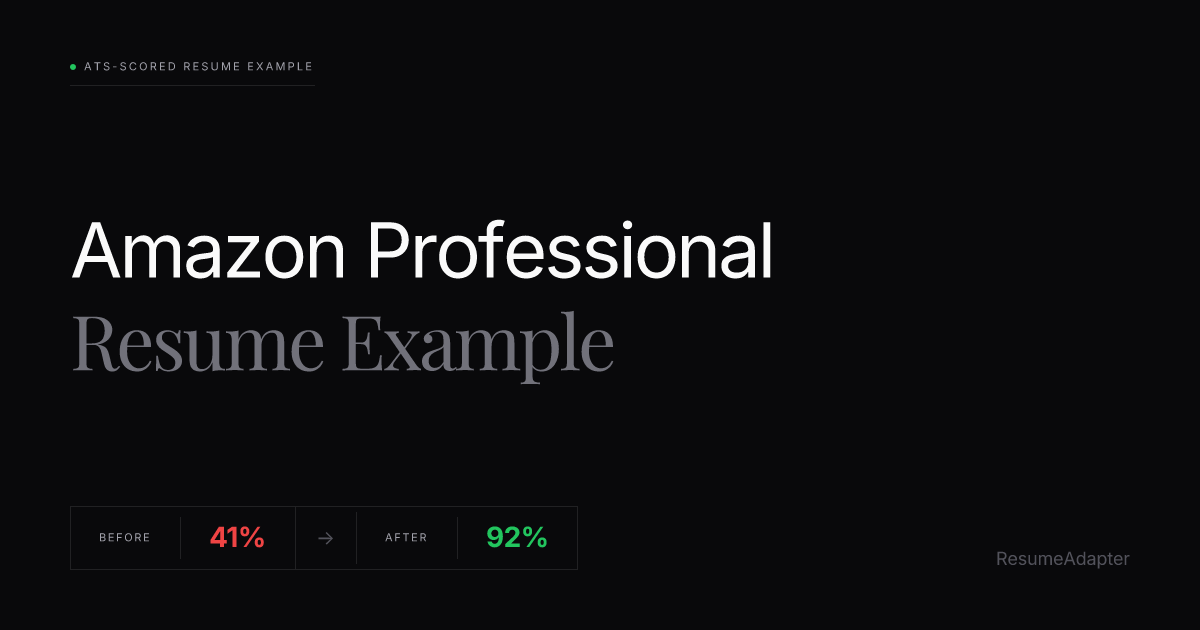 Amazon Professional Resume Example & ATS Guide (2026) | ResumeAdapter