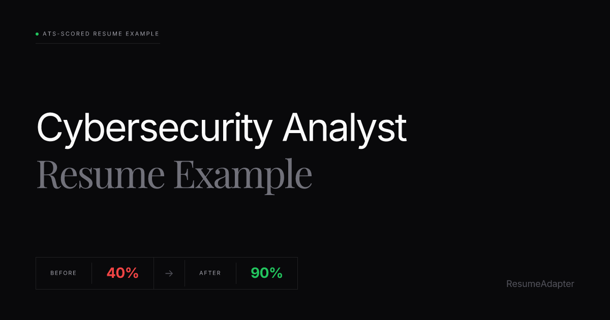 Cybersecurity Analyst Resume Example & ATS Guide (2026) | ResumeAdapter