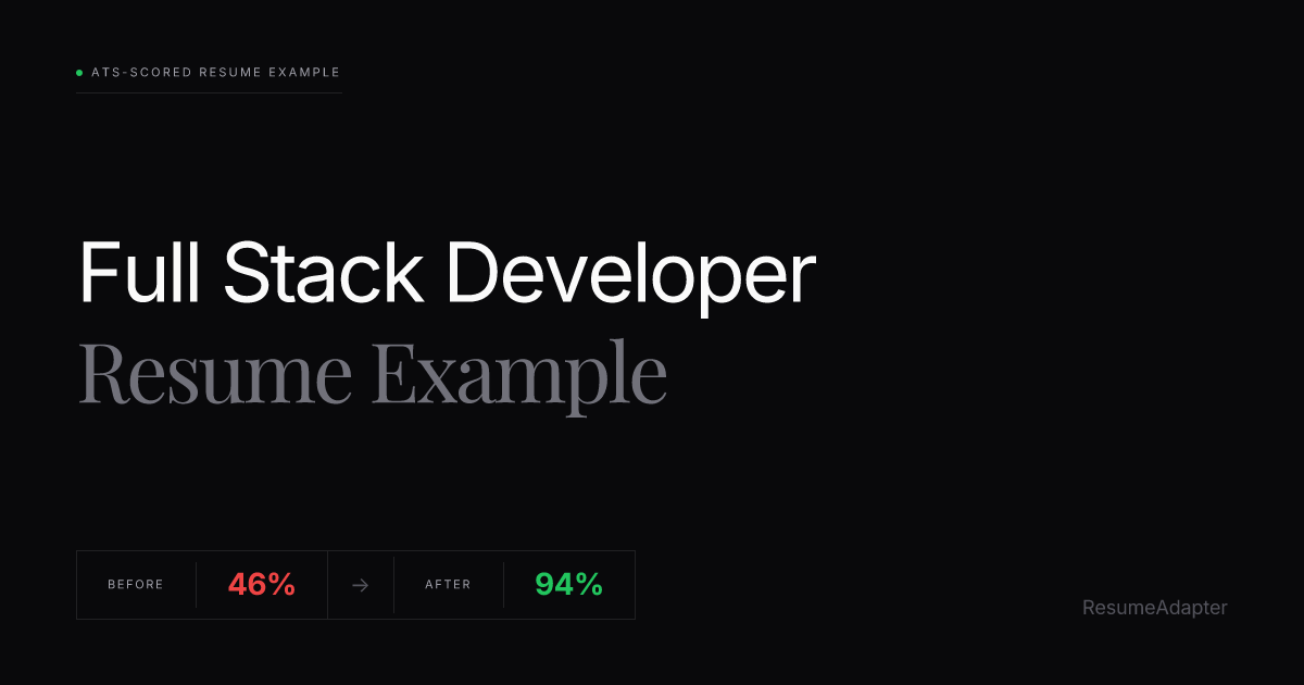 Full Stack Developer Resume Example & ATS Guide (2026) | ResumeAdapter