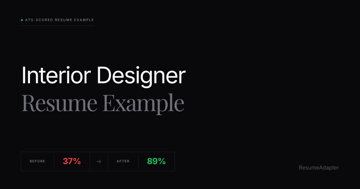 Interior Designer Resume Example & ATS Guide (2026) | ResumeAdapter
