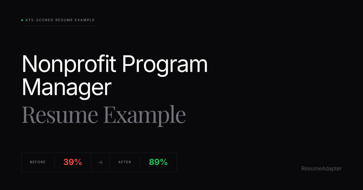 Nonprofit Program Manager Resume Example & ATS Guide (2026) | ResumeAdapter